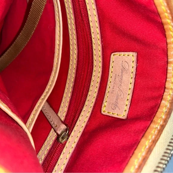 EUC, Dooney & Bourke, Black & White with Camel Chevron Pattern Leather Crossbody - Picture 9 of 14